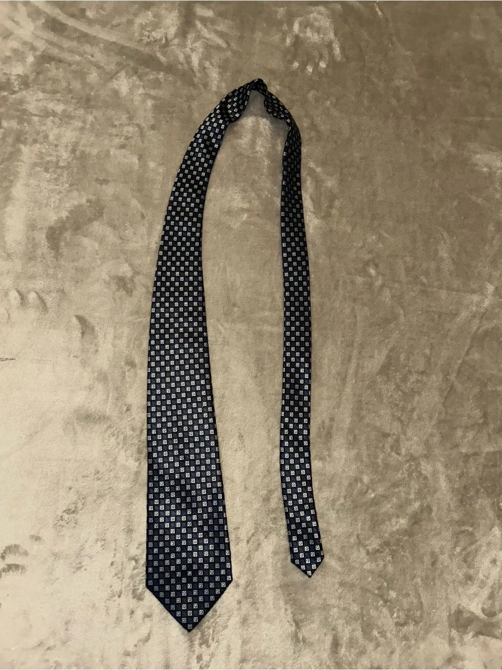 Classic Kai Long 100% Silk Navy Geometric Silk Tie - Men Accessories